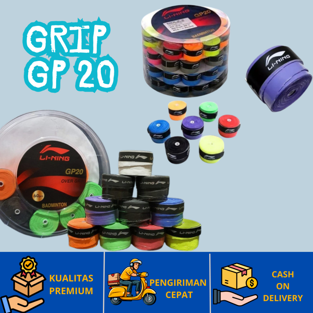 GRIP BULAT BADMINTON LINING/ PEGANGAN RAKET LINING GP20 GP 20 ORIGINAL  MURAH