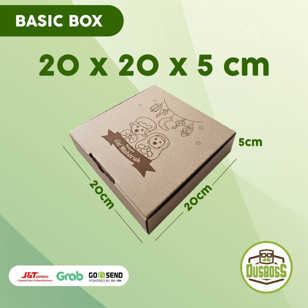 

Kardus 20x20x5 cm + SABLON IDUL FITRI--Die Cut dan easy usage—