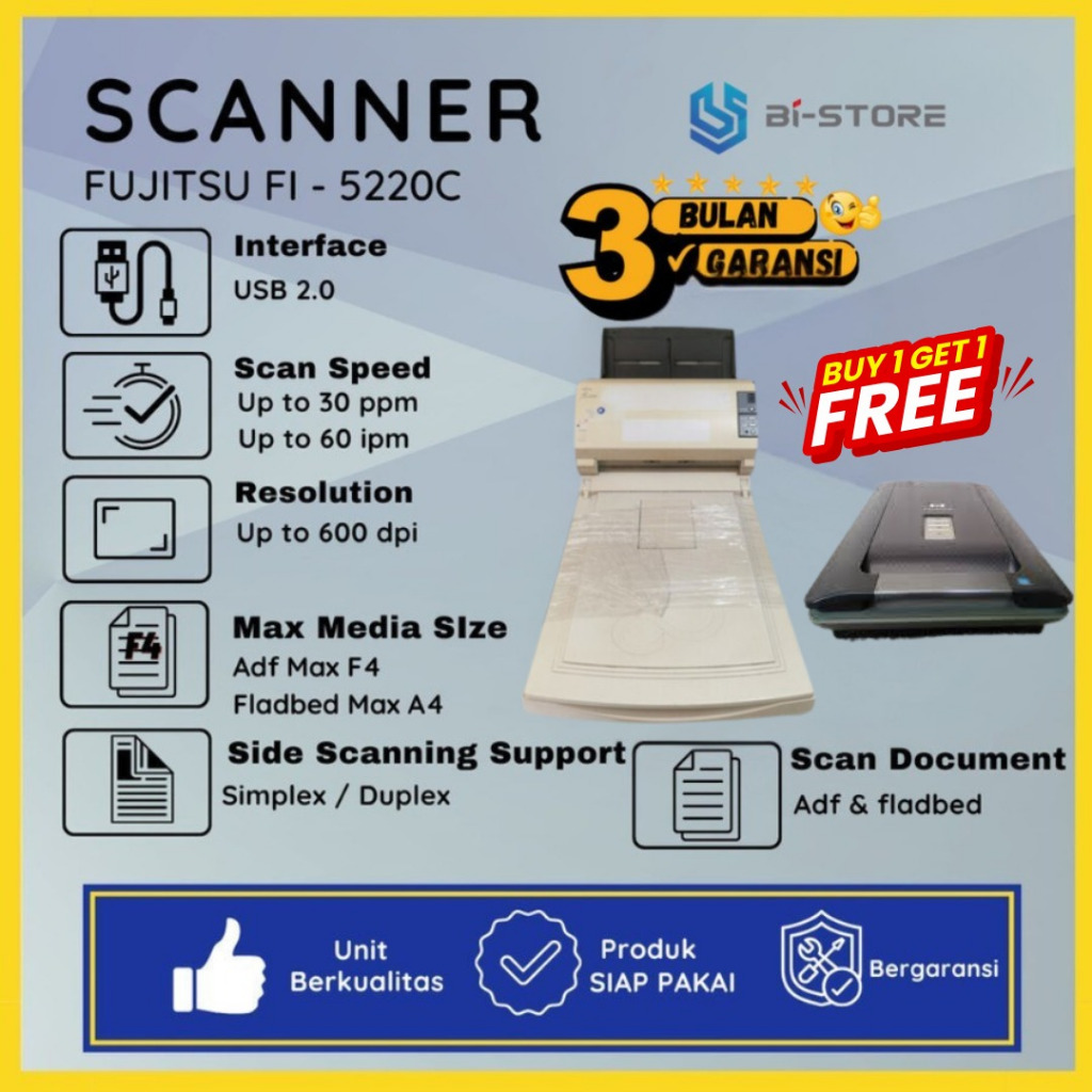 

Scanner Folio Fujitsu Fi-5220C Bisa Scan Kertas Ukuran Folio Legal F4