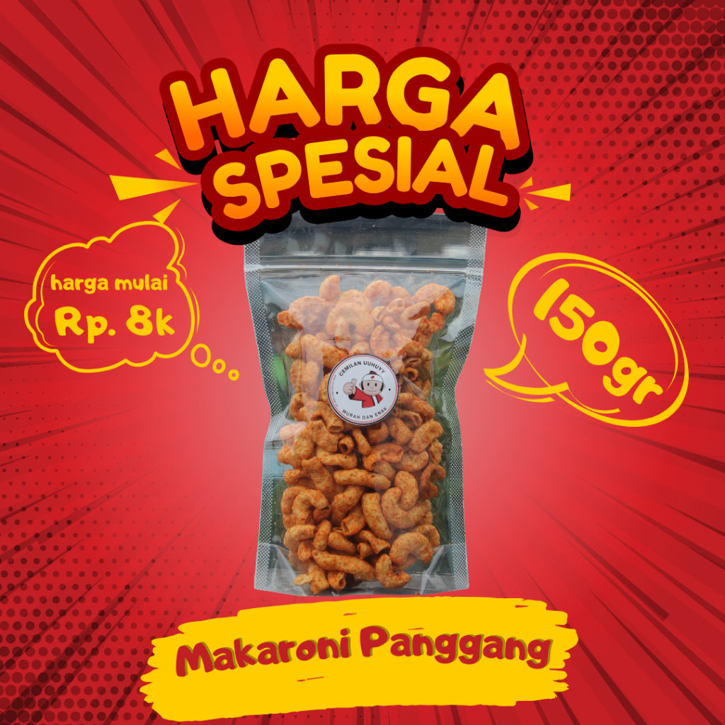 

Makaroni Panggang Pedas Cemilan Enak Banget Murah dan Bikin Nagih, di Jamin Beli Lagi. Nikmat Kriuk 150gram