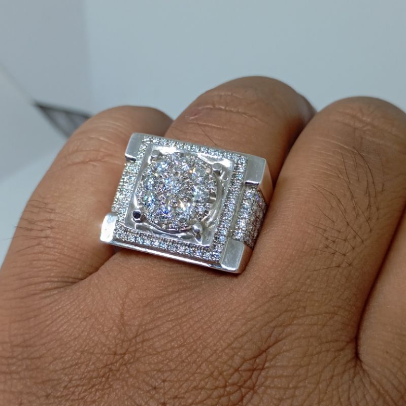 Cincin Berlian Mossanite Perak Silver 925 mewah