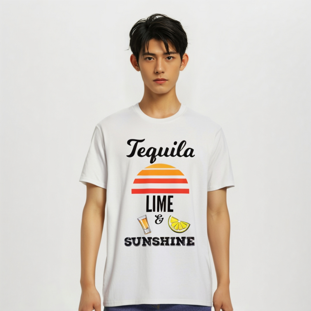 kaoswarna丨T-Shirt丨Boxy Fit丨Kaos Minum Tequila Lime dan Sunshine Shot dan Jeruk Nipis
