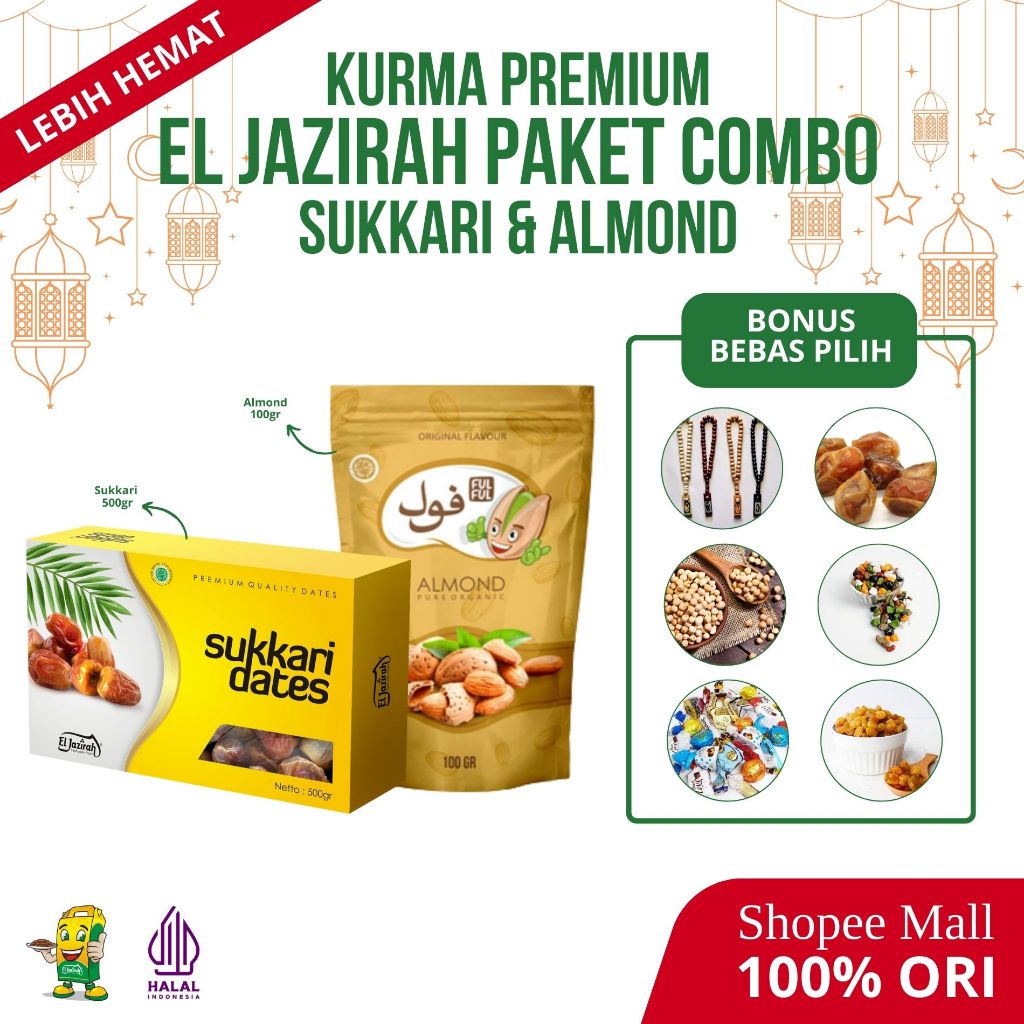 

El Jazirah Paket Combo Kurma Sukkari dan Fulful Almond