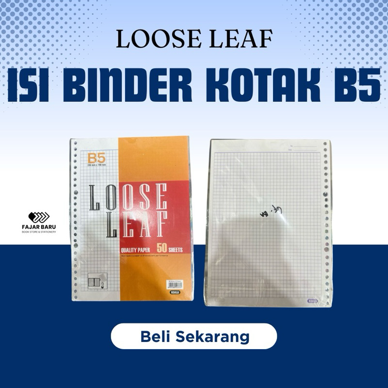 ISI KERTAS BINDER KOTAK KECIL B5 ISI 50 / KERTAS LOOSE LEAF