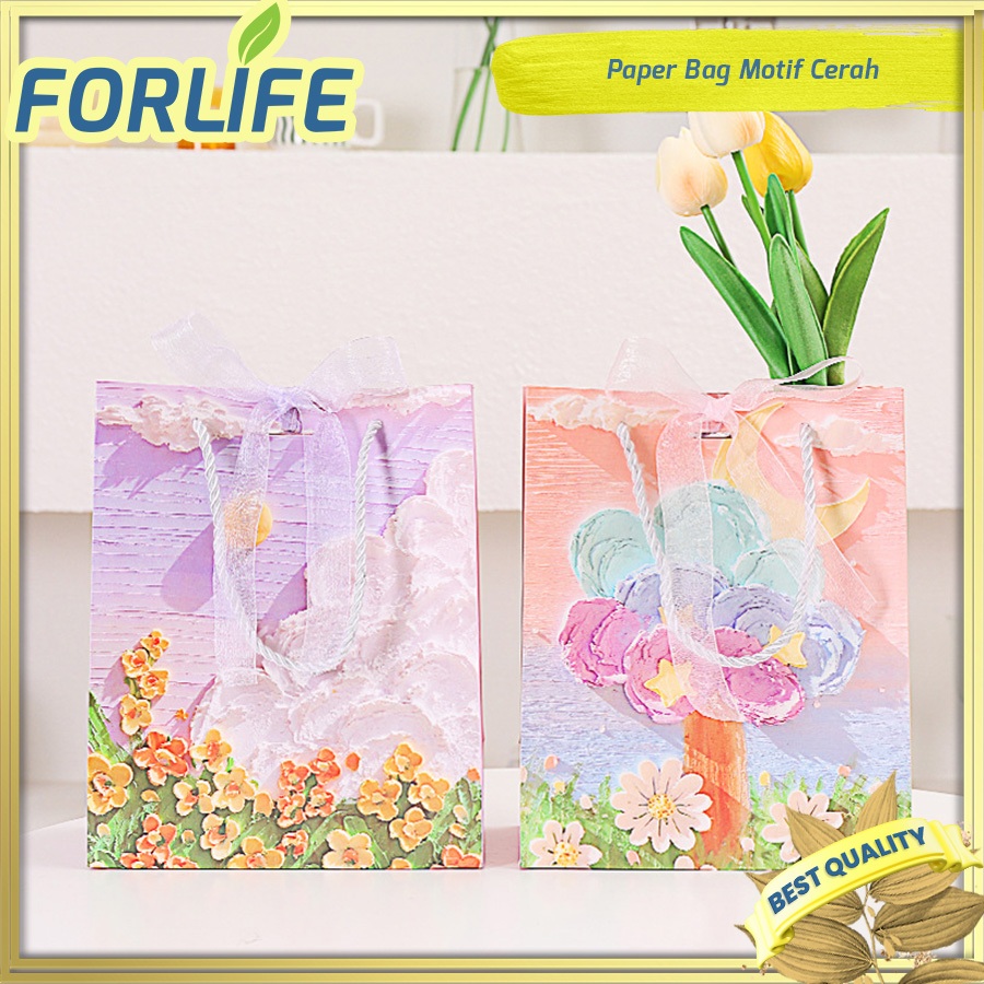

Paper Bag Goodie Bag Motif Cute/ Tote Bag Gift Box Souvenir Anniversary Motif Cerah Ukuran Sedang