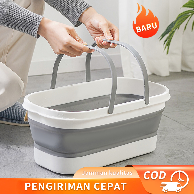Ember Lipat Portable Ember Plastik Silikon Anti Bocor Multifungsi Keranjang Cucian Kotak