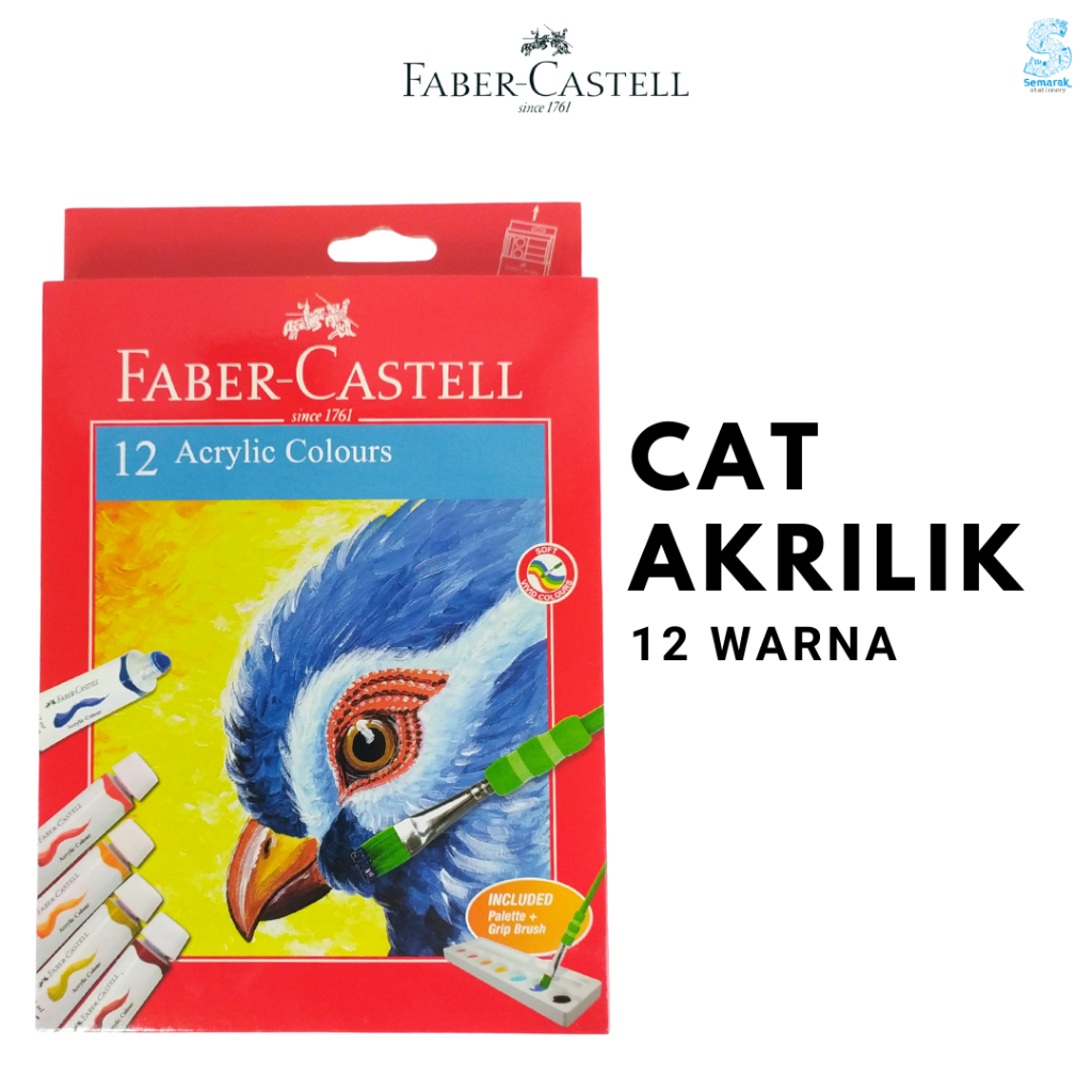 

Faber Castell Acrylic Colours Cat Akrilik Warna Cerah dengan Palet dan Kuas - Set 12 Warna