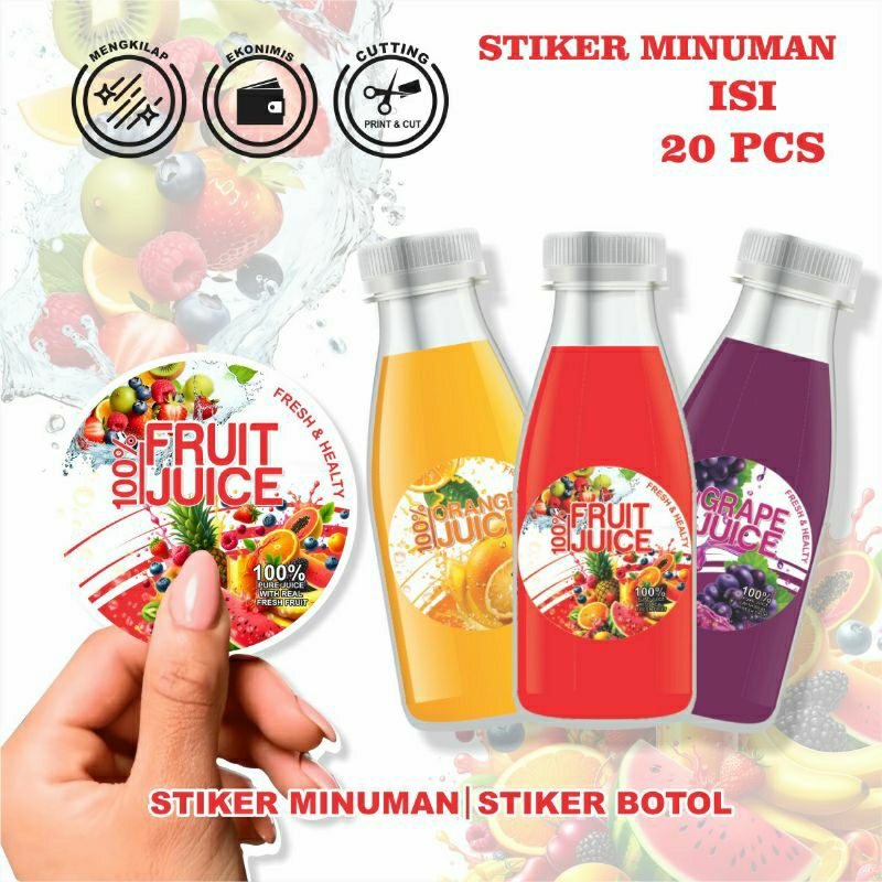 Sticker Kemasan Label Minuman Es Juice Buah Stiker Cup Gelas Minuman