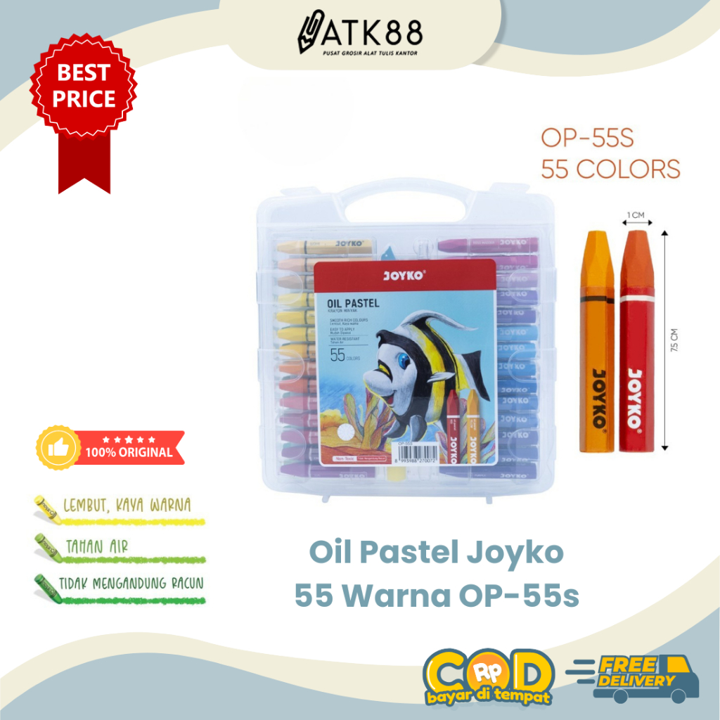 

[ATK88] Oil Pastel Joyko OP-55s Colors Kids 55 Warna Crayon Krayon Minyak Anak