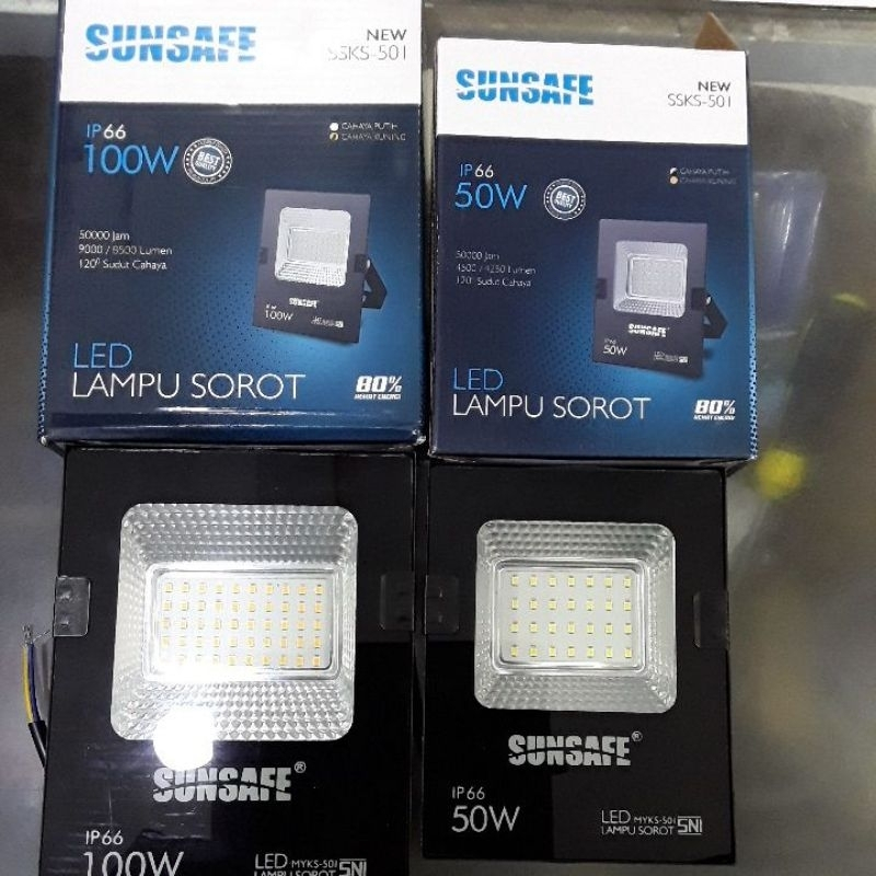 SUNSAFE SMD MY LED FLOODLIGHT LAMPU SOROT TEMBAK KAP TAMAN 50W 100W 200W 300W 500W WATT CAHAYA PUTIH