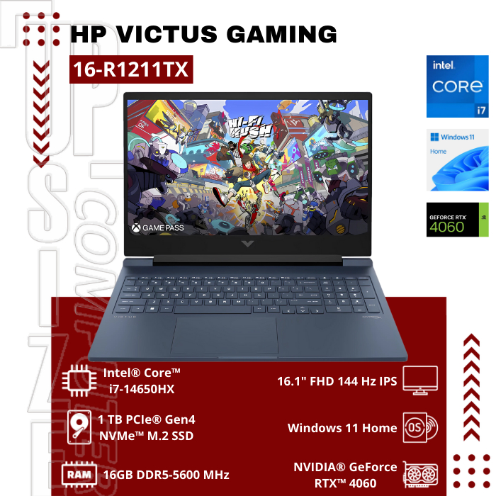 HP Victus Gaming 16-R1211TX Intel® Core™ i7-14650HX Windows 11 Home + Office Home & Student 2021