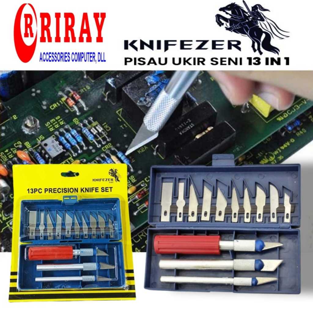 

Pisau Ukir Seni 13 in 1 Crafting Knife 3 Handle KNIFEZER Set