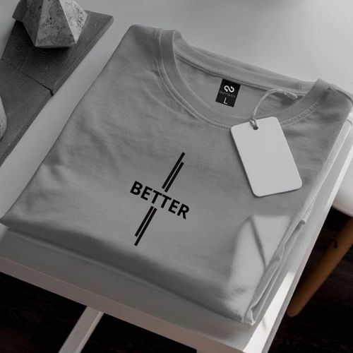 Better Kaos Abu-abu Lengan Pendek pria wanita