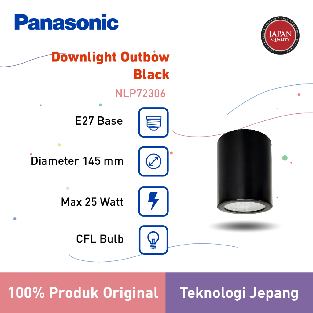 Panasonic Lampu Downlight Outbow Hitam Silver Frosted