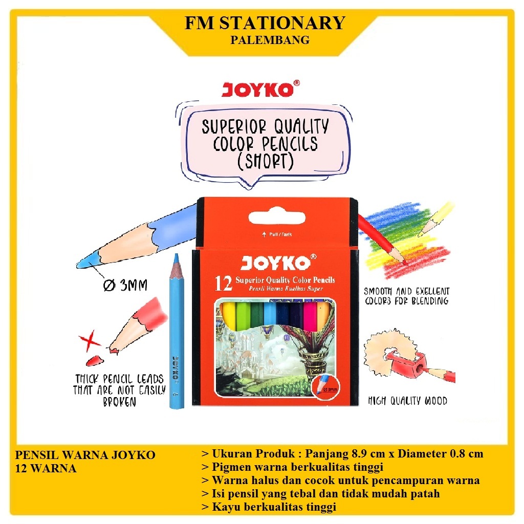 

PENSIL WARNA CP-102 (12 WARNA PENDEK )