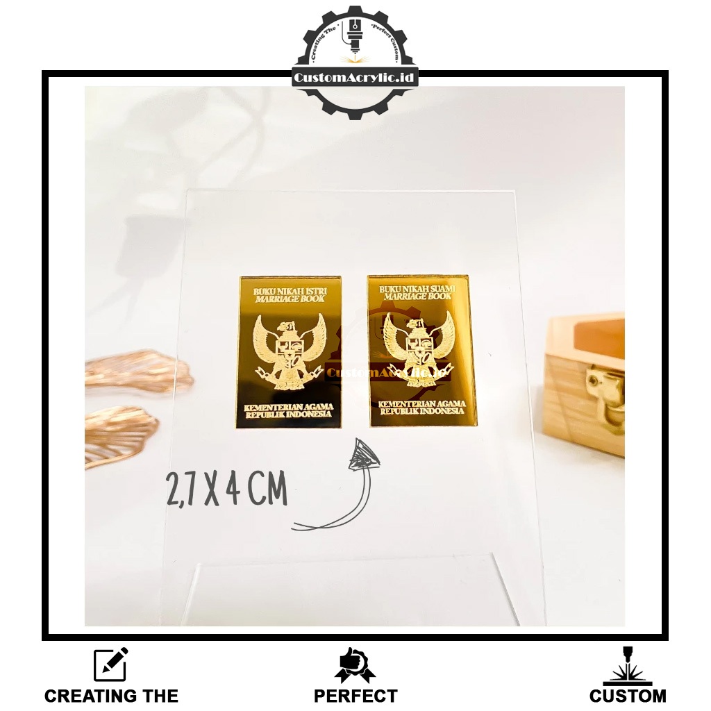 GOLD Replika Buku Nikah Akrilik Miror | Dekorasi Mahar Akrilik | Akrilik Gold Miror | Hiasan Mahar