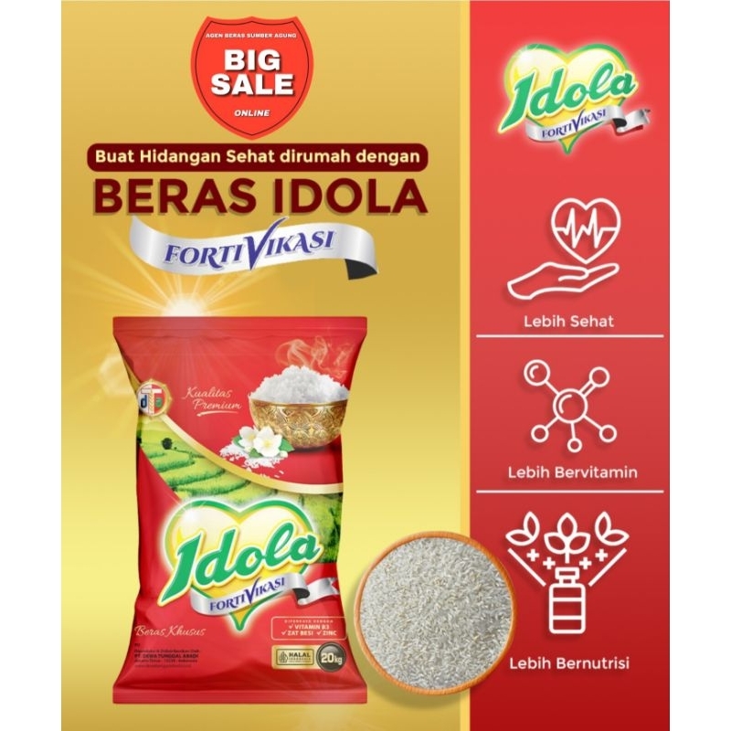 

beras idola fortifikasi 5kg beras premium lebih sehat lebih bervitamin lebih bernutrisi