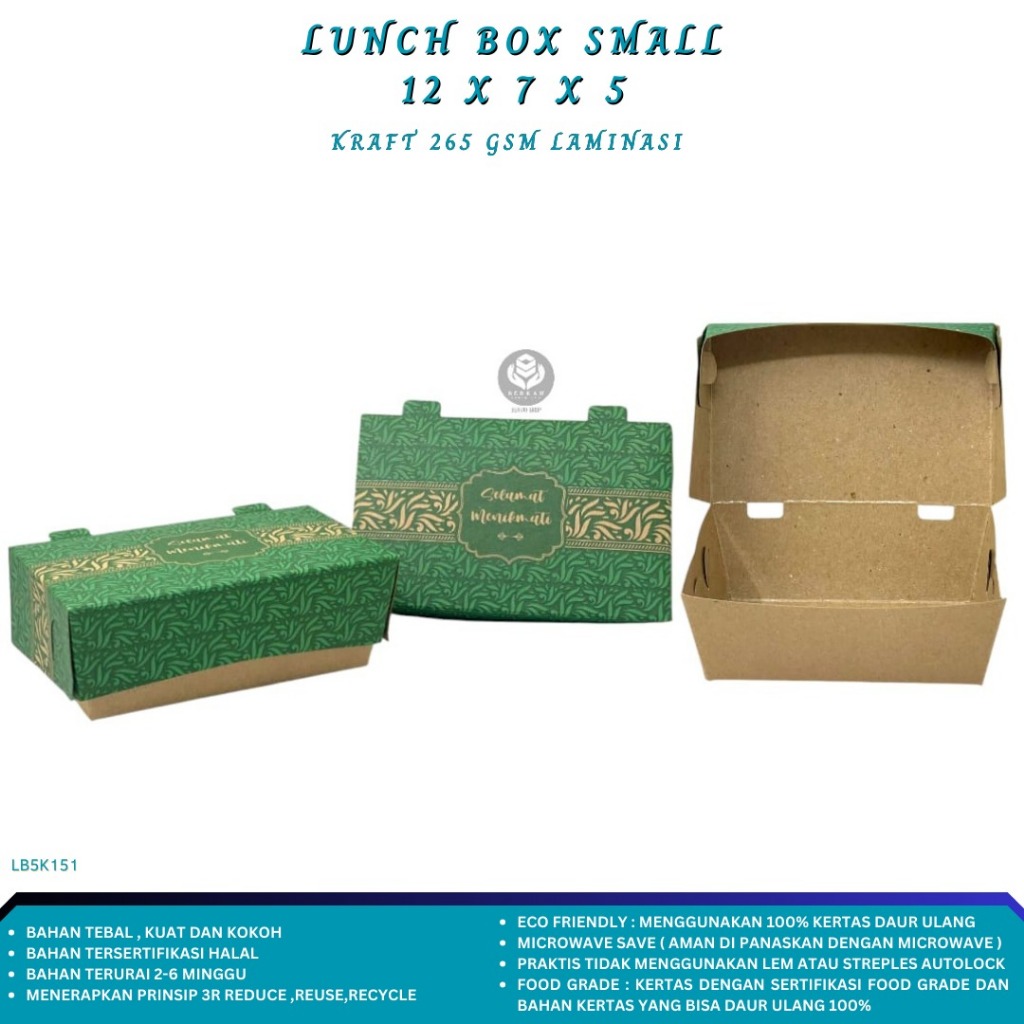 

Paper Lunch Box Small Lunch Box Small Bahan 265 Gsm (LB5K151-Laminasi)