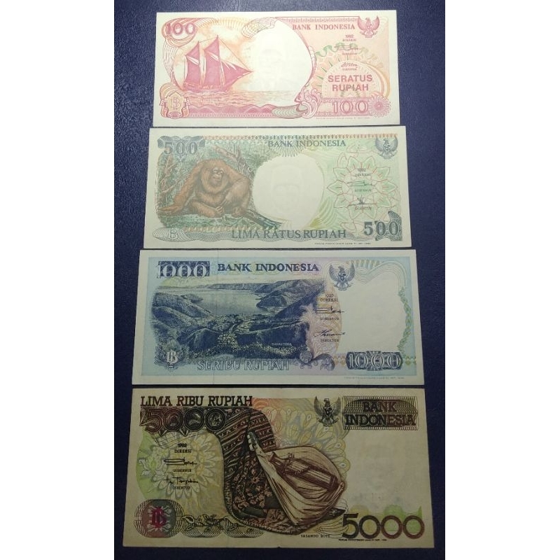 Uang Lawas Indonesia Set Seri Tahun 90 an 8 Lembar