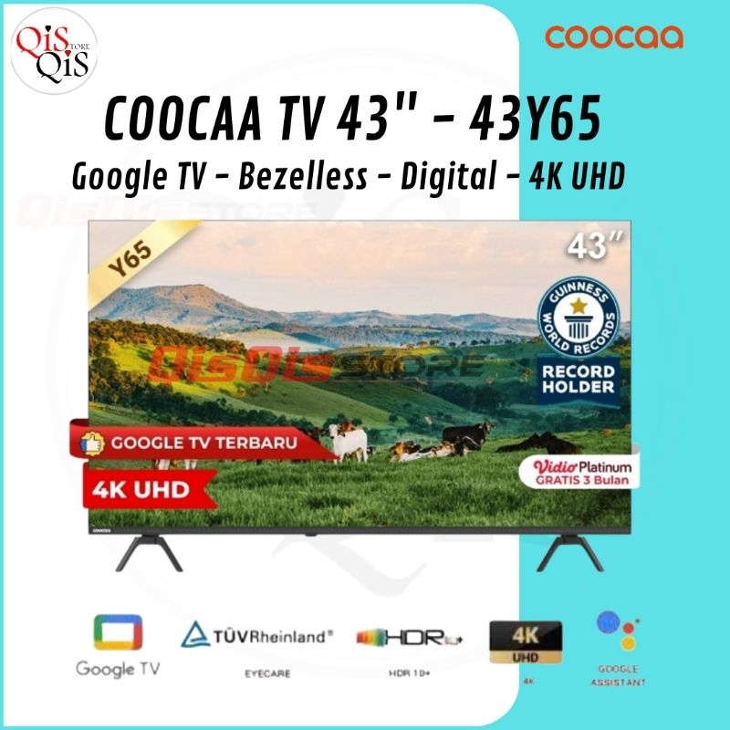 Coocaa Google TV 43 / 50 / 55 Inch - 4K - 43Y65 / 50Y65 / 55Y65 - Garansi Resmi