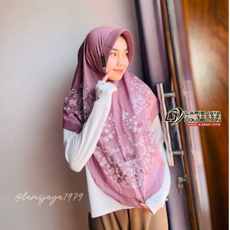 Hijab jilbab kerudung instan bergo motif bunga printing Jersey premium