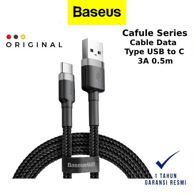 Cafule Series Data Cable USB to Type C 0.5m - BASEUS OFFICIAL STORE ( CODE 10060 ) / KABEL DATA BASE