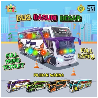 MAINAN ANAK MOBIL BUS BASURI JUMBO / MAINAN MINIATUR BUS OLENG BASURI VIRAL / MAINAN ANAK BUS TELOLE