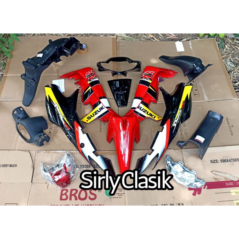Cover Body Fullset Halus Kasar Plus Lampu Depan Belakang Suzuki Smash 110 Lama 2002 s/d 2006 Warna M
