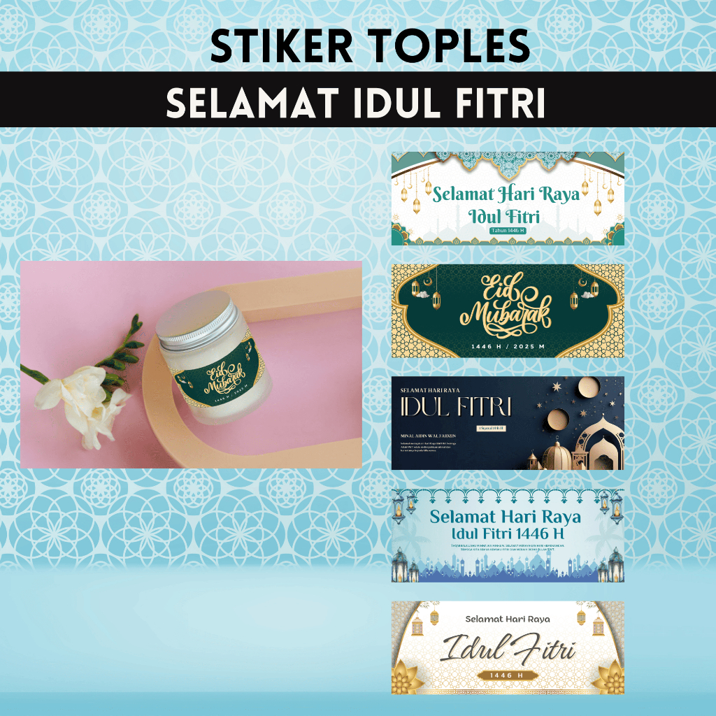 

30 PCS STIKER TOPLES SELAMAT HARI RAYA IDUL FITRI/STIKER TOPLES KUE/STIKER BADAN TOPLES