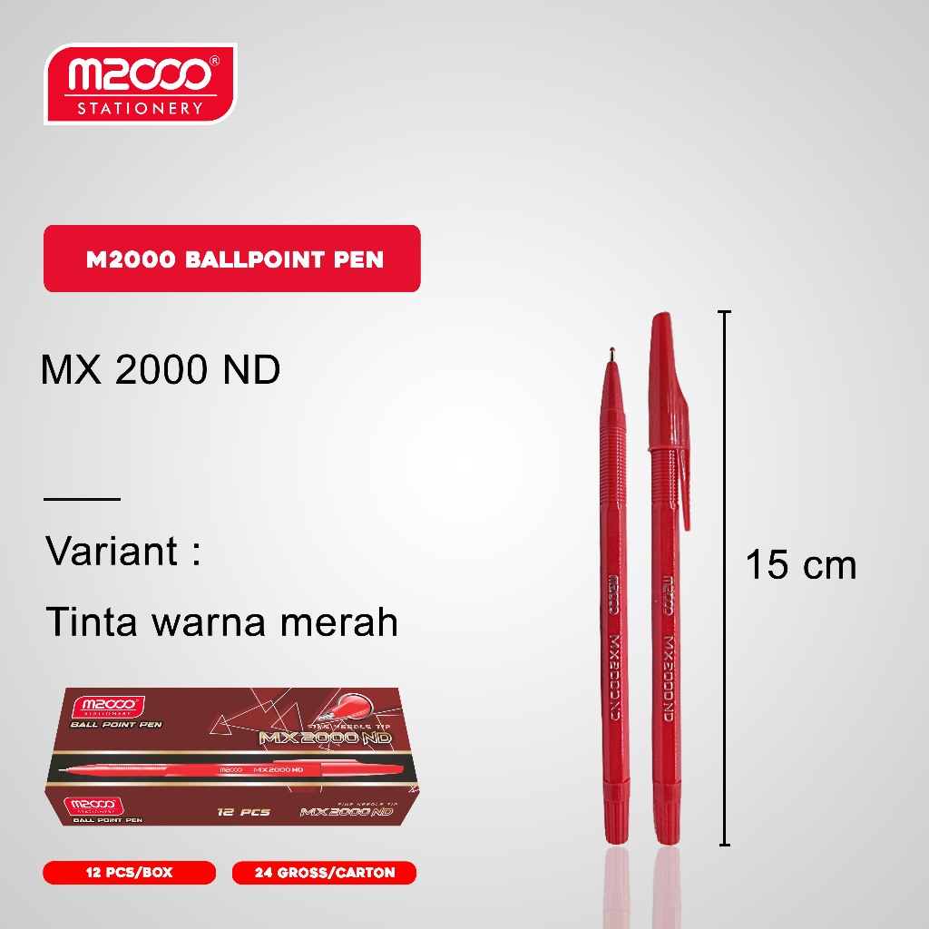 

M2000 Pulpen MX-2000ND Merah Kemasan 12Box (144 Pcs)