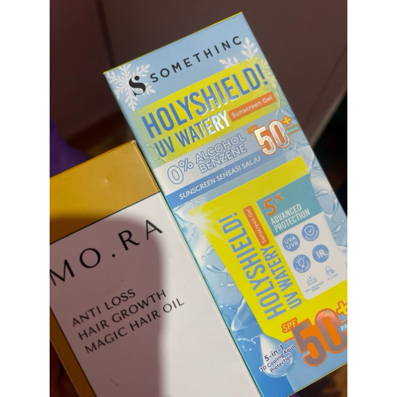 new sunscreen somethinc || preloved mora hair oil growth magic