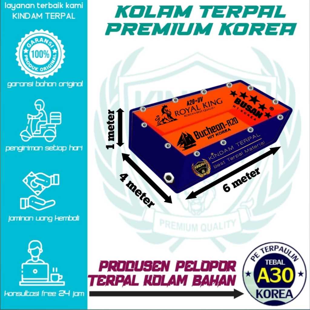 TERPAL KOLAM IKAN 6x4x1 A20 KOREA TERPAL IKAN LELE, NILA, GURAME, KOI GARANSI BOCOR MURAH