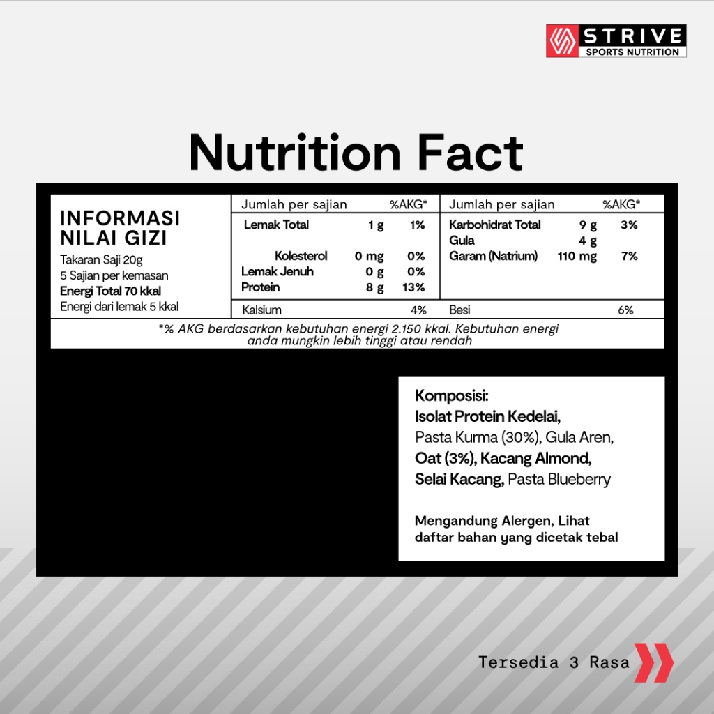 

QH STRIVE Protein Bar Mini Size (25gr) 1 box isi 5pcs