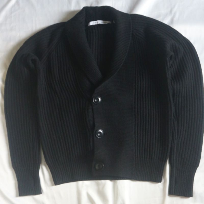 UNIQLO and LEMAIRE Cardigan Shawl Hitam S Tebal mix Wool Hitam Black Knitwear Sweater Sweatshirt Cre
