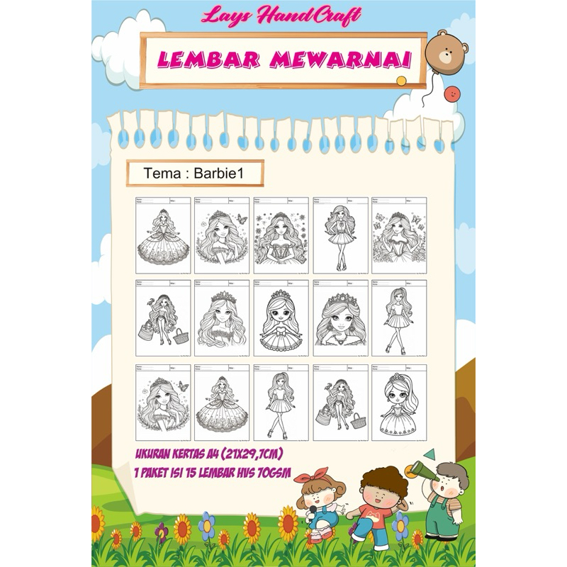 Gambar BARBIE Mewarnai Anak Paud Tk Sd