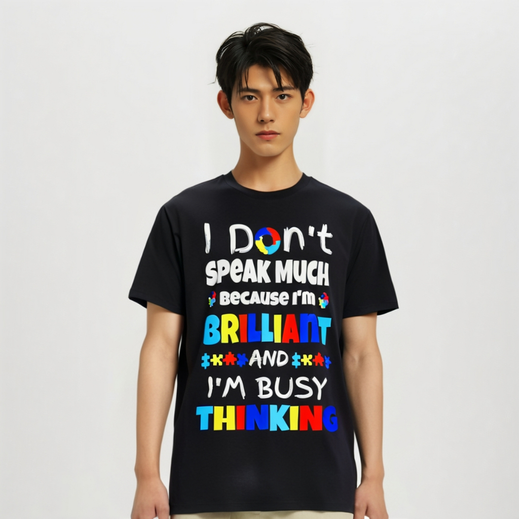 kaoswarna丨T-Shirt丨Boxy Fit丨Kaos Autisme Saya Tidak Banyak Bicara Kaos Cemerlang