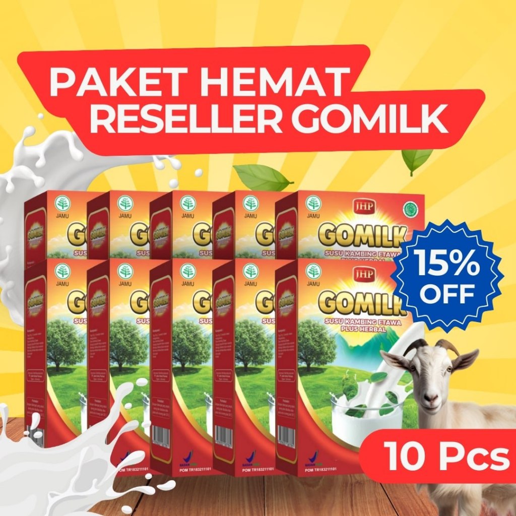 

PAKET RESELLER GOMILK 10 BOX SUSU KAMBING ETAWA PLUS HERBAL ALL VARIAN