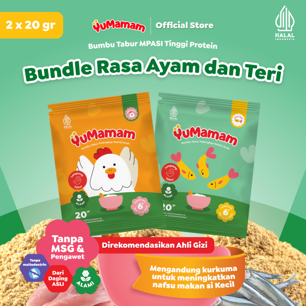 

YuMamam Bumbu Tabur MPASI | Bundle Isi 2 Rasa Ayam dan Teri