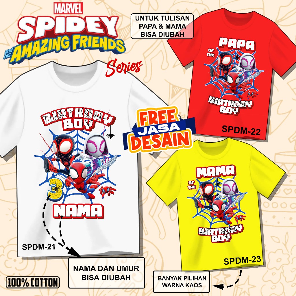 kaos ulang tahun anak kaos ulang tahun couple family kaos ultah couple keluarga birthday Spiderman