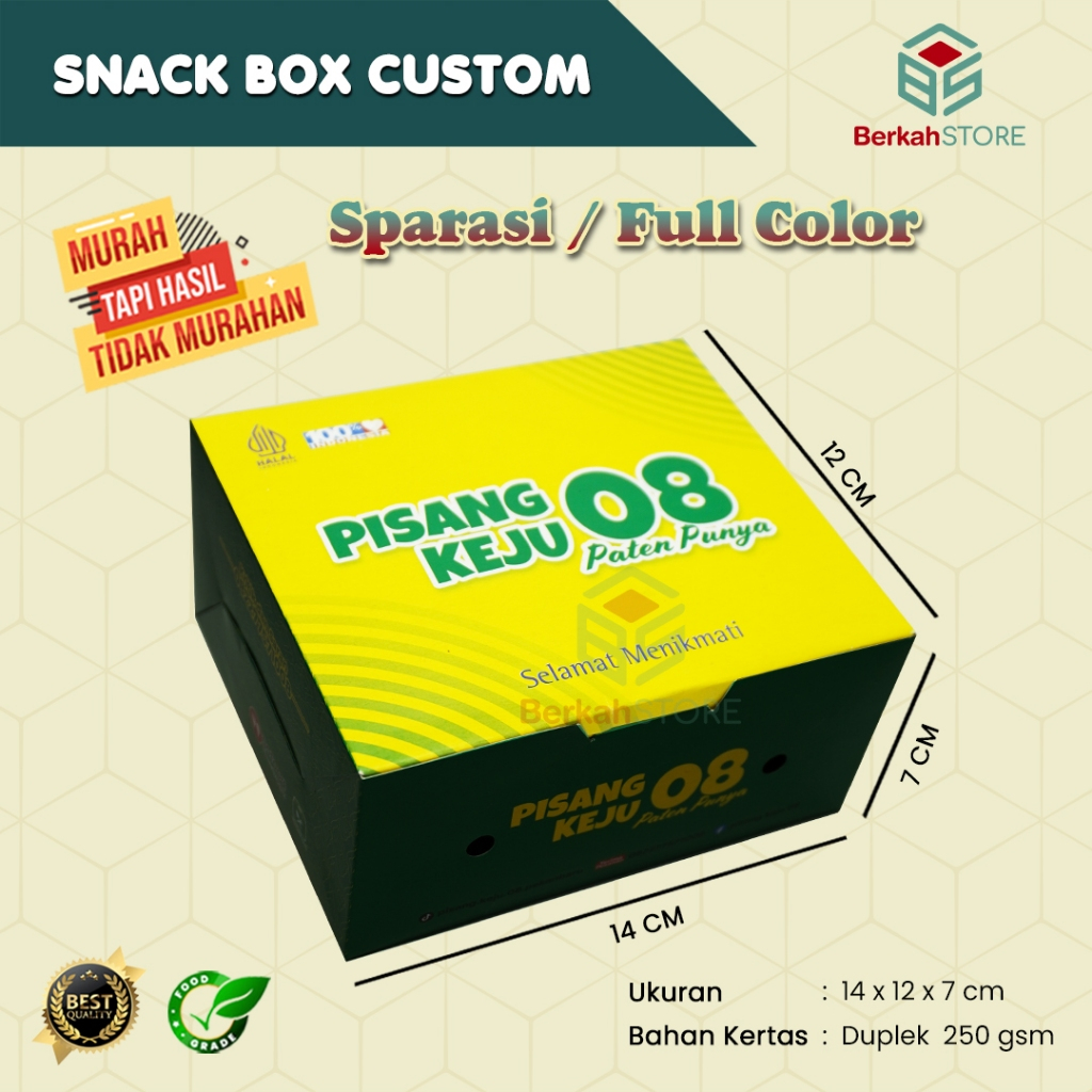 

SNACKBOX 12X14X7 14X12X7 CUSTOM KEMASAN LOGO SENDIRI FULL COLOR FULL WARNA KOTAK MAKANAN KUE NASI