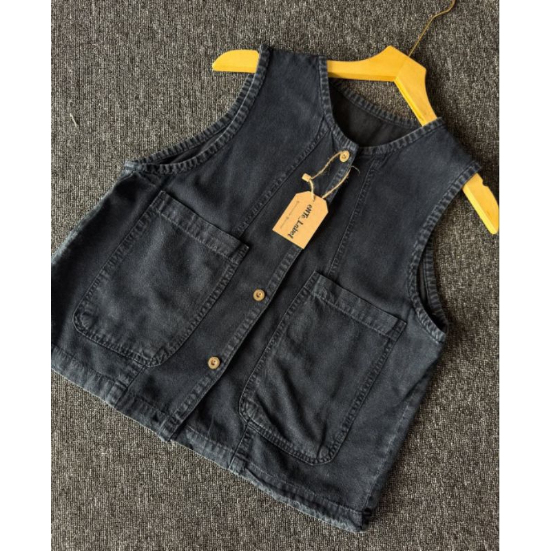 Vest soft jeans/vest jeans korean style/vest wanita kekinian/rompi wanita
