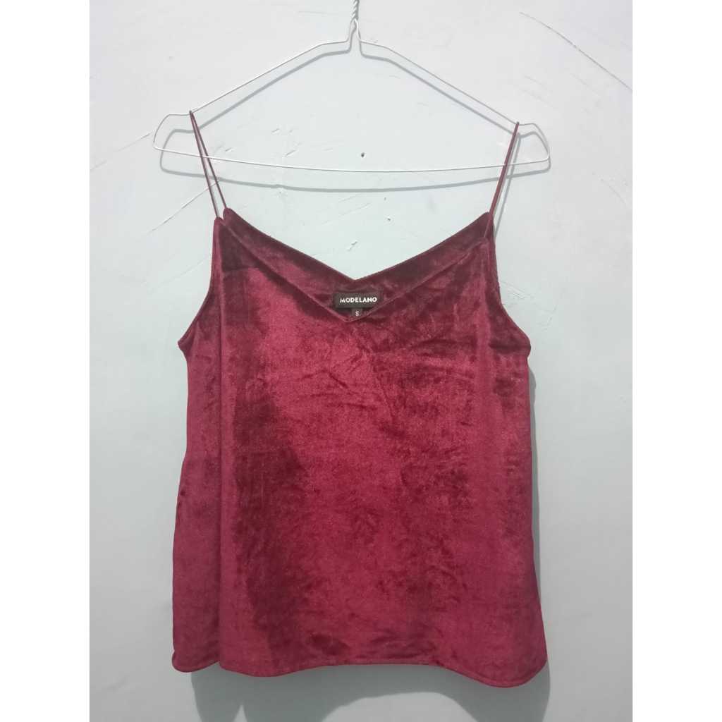 Tank Top Modelano Beludru Merah Maroon Tanktop
