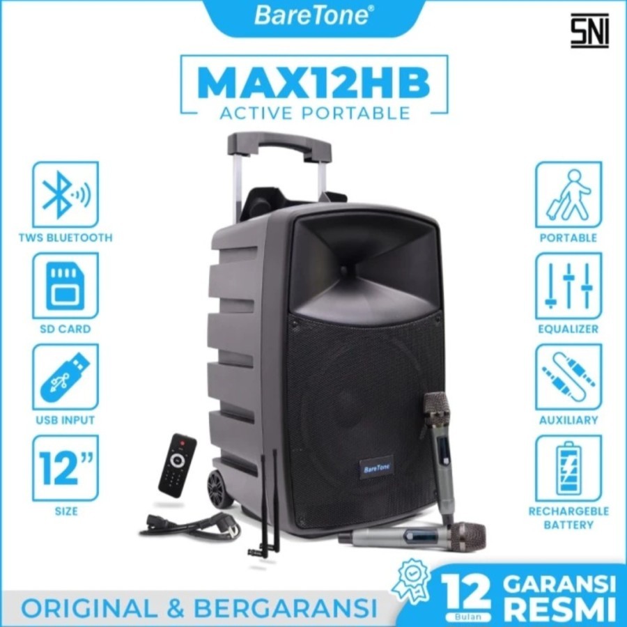 Speaker Portable Baretone Max 12HB Bluetooh usb / Speaker karaoke portable Baretone Max12HB Original