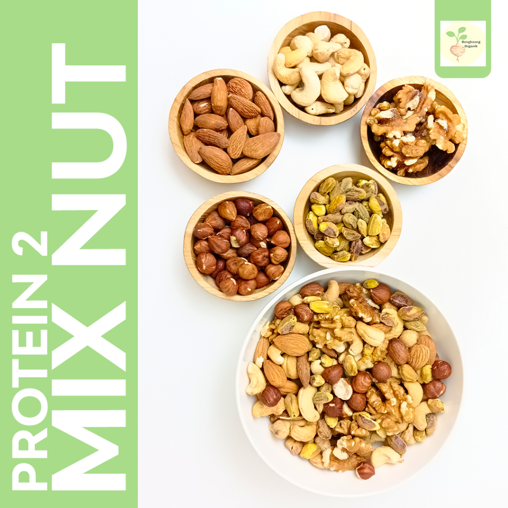 

LAKU MIX NUT PROTEIN 1Kg - Kacang Almond, Mede, Walnut, Pistachio, Hazelnut