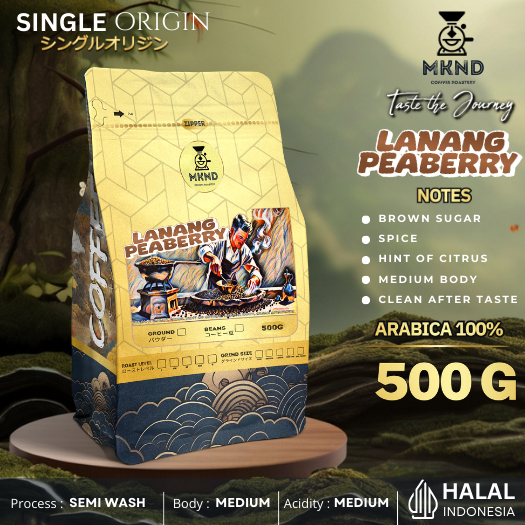 

MKND COFFEE ROASTERY - Arabika Aceh Gayo Lanang Peaberry 500gr Singgel Origin | Manuwal Brew | Medium Roast