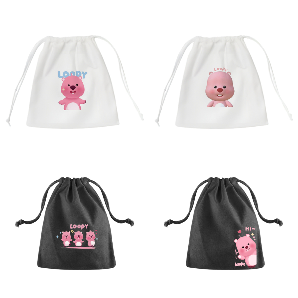 Tas Pouch Bag Serut Kecil Loopy Tas Lucu Travel Pouch Tas Kosmetik Make Up Goodiebag Tas Souvenir