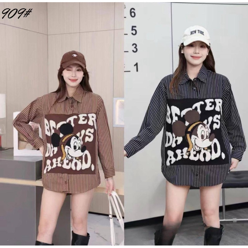 HANA | Kemeja Wanita Salur Motif Import Premium