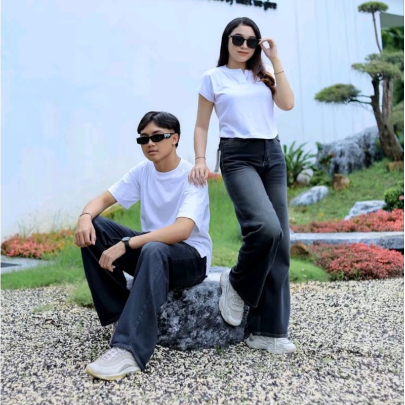 Celana Panjang Jeans Pria Wishker Lebar Gombrong Pria Loose Fit Jumbo