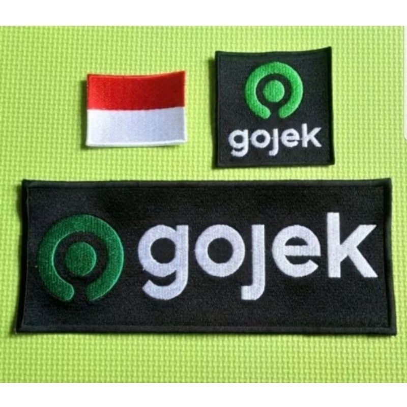 Bordir Logo Emblem Patches Bet Badge Gojek Baru Bendera Indonesia Terbaru u Tempel Dada Punggung mur