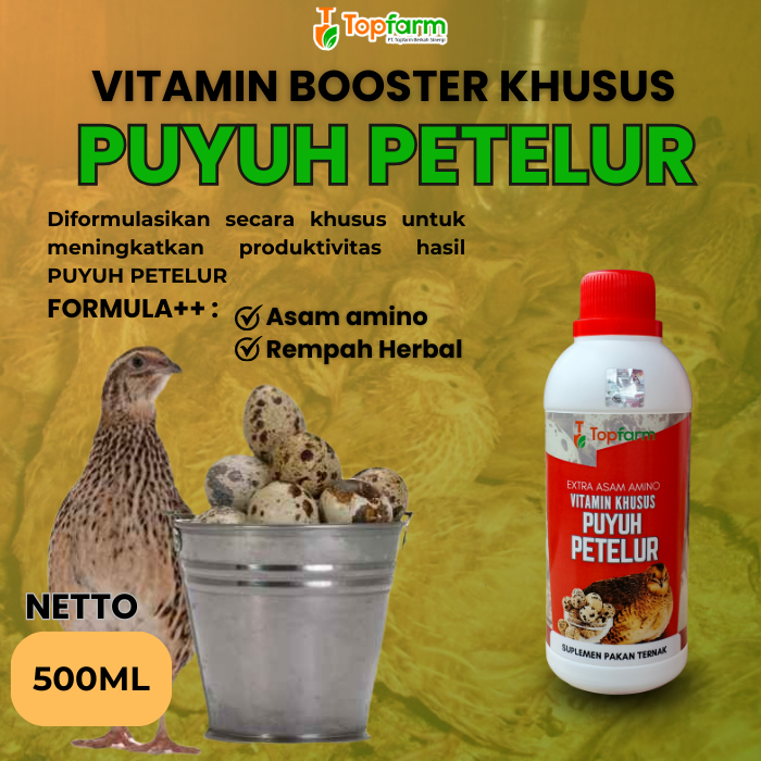 Vitamin Booster Untuk Puyuh Petelur 500ML/Vitamin Booster Untuk Puyuh Petelur/ Vitamin Burung Puyuh 